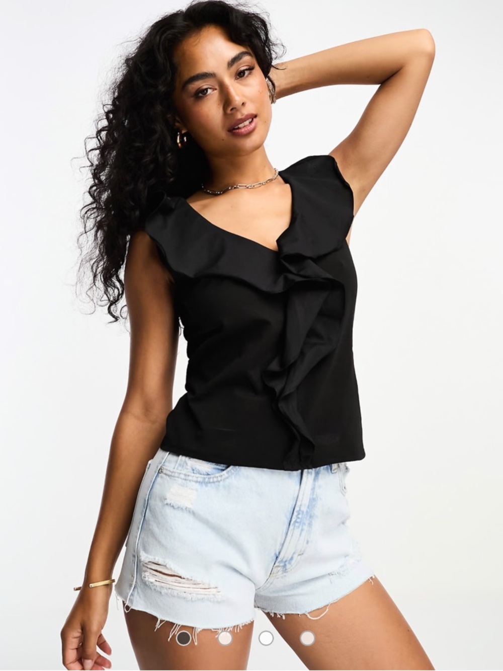 ASOS Black Ruffle V-Neck Sleeveless Camisole